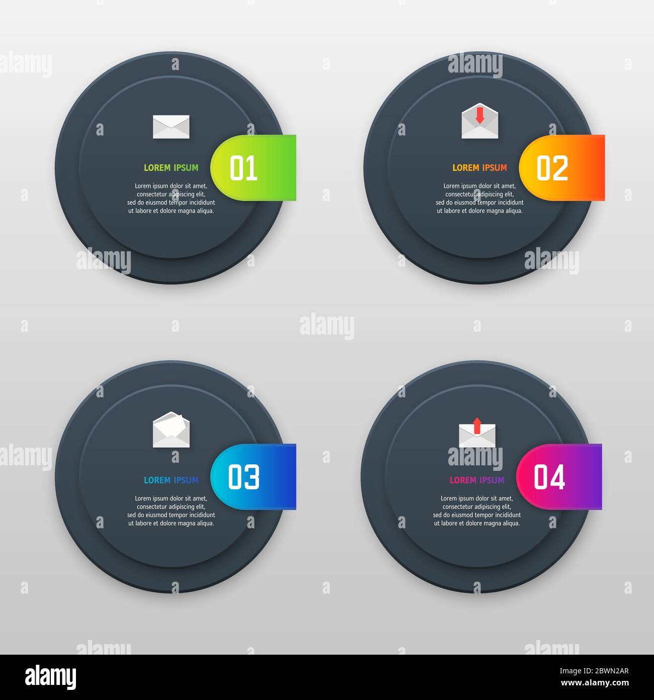 Vector infographics template with four options in material design style ...