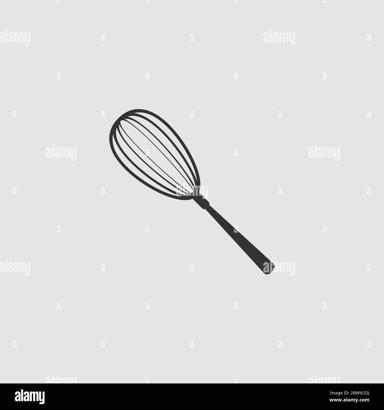 Whisk icon flat. Black pictogram on grey background. Vector