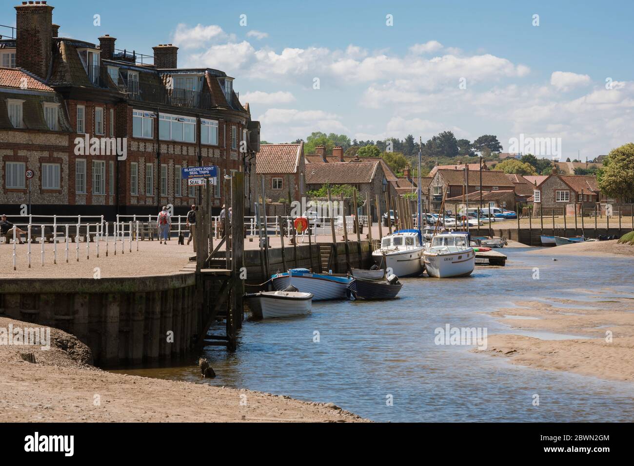 Blakeney Norfolk, view in summer of the quayside in the village of Blakeney on the north Norfolk coast, East Anglia, UK Stock Photo