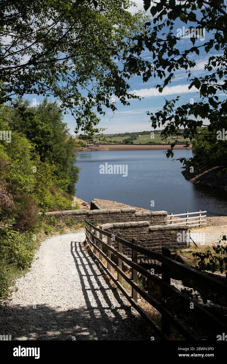 Summer view of Digley Reservoir maintained by Yorkshire Water in the