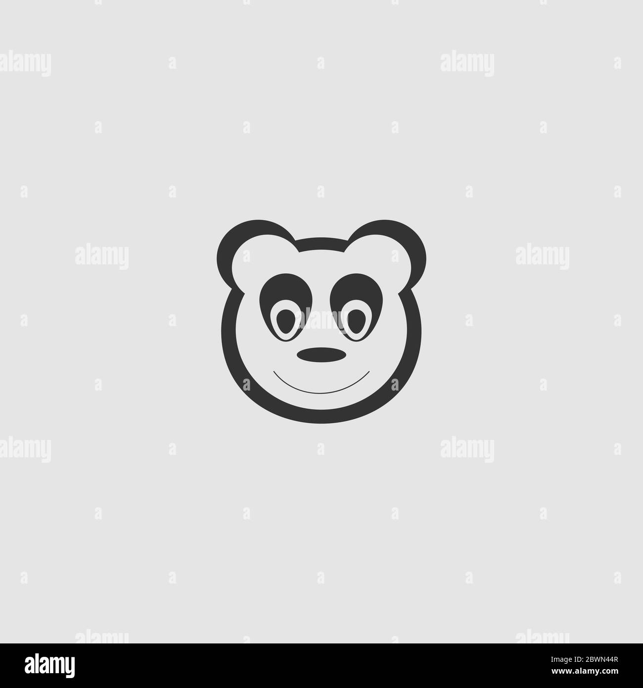 Panda icon flat. Black pictogram on grey background. Vector illustration symbol Stock Vector