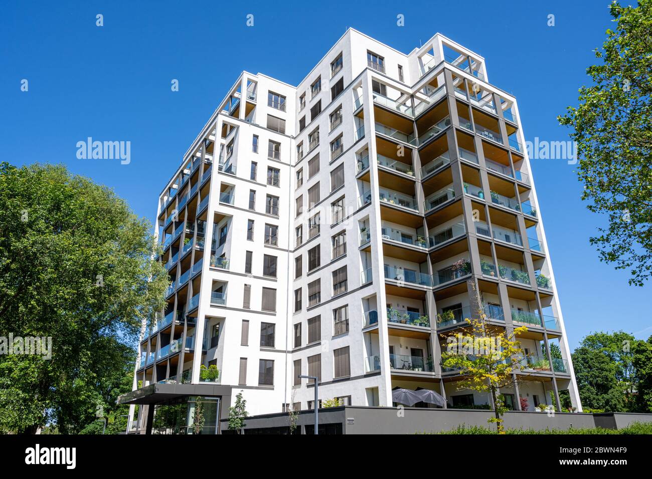 Big modern multi-apartment house seen in Berlin, Germany Stock Photo