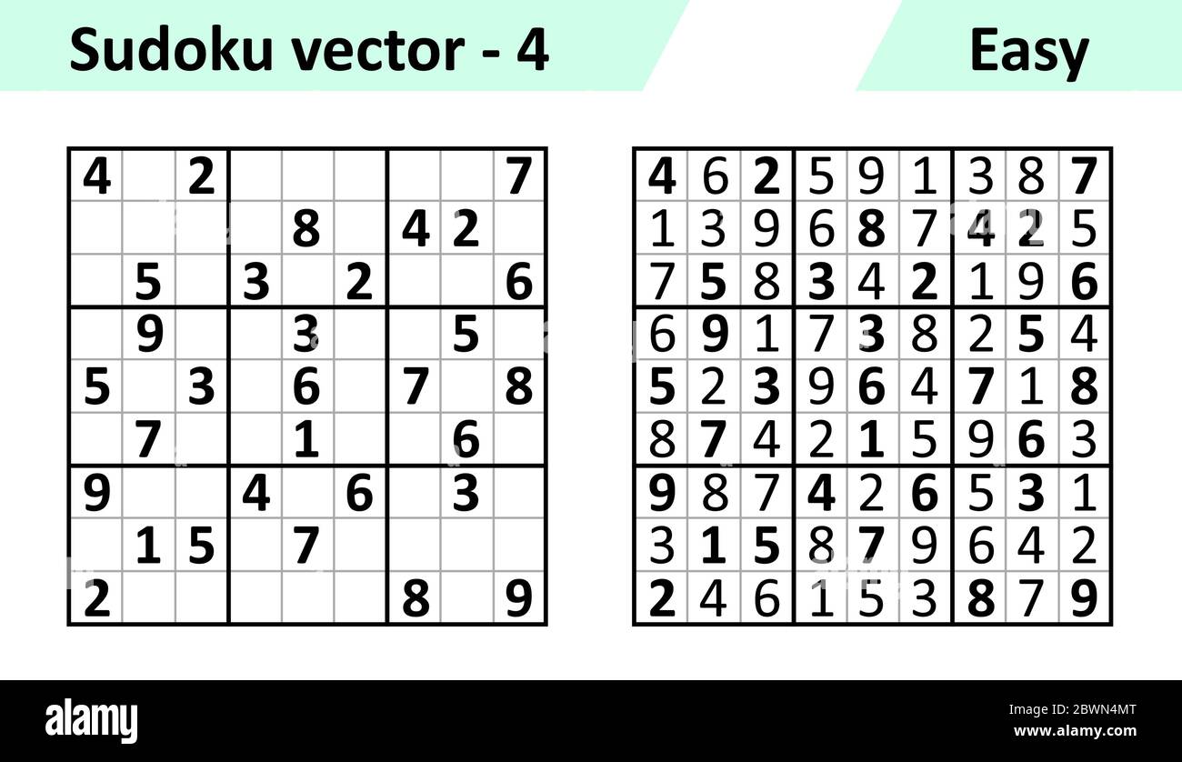 Sudoku Game with Answers. Simple Vector Design Set Stock Vector -  Illustration of vector, trainer: 204788413