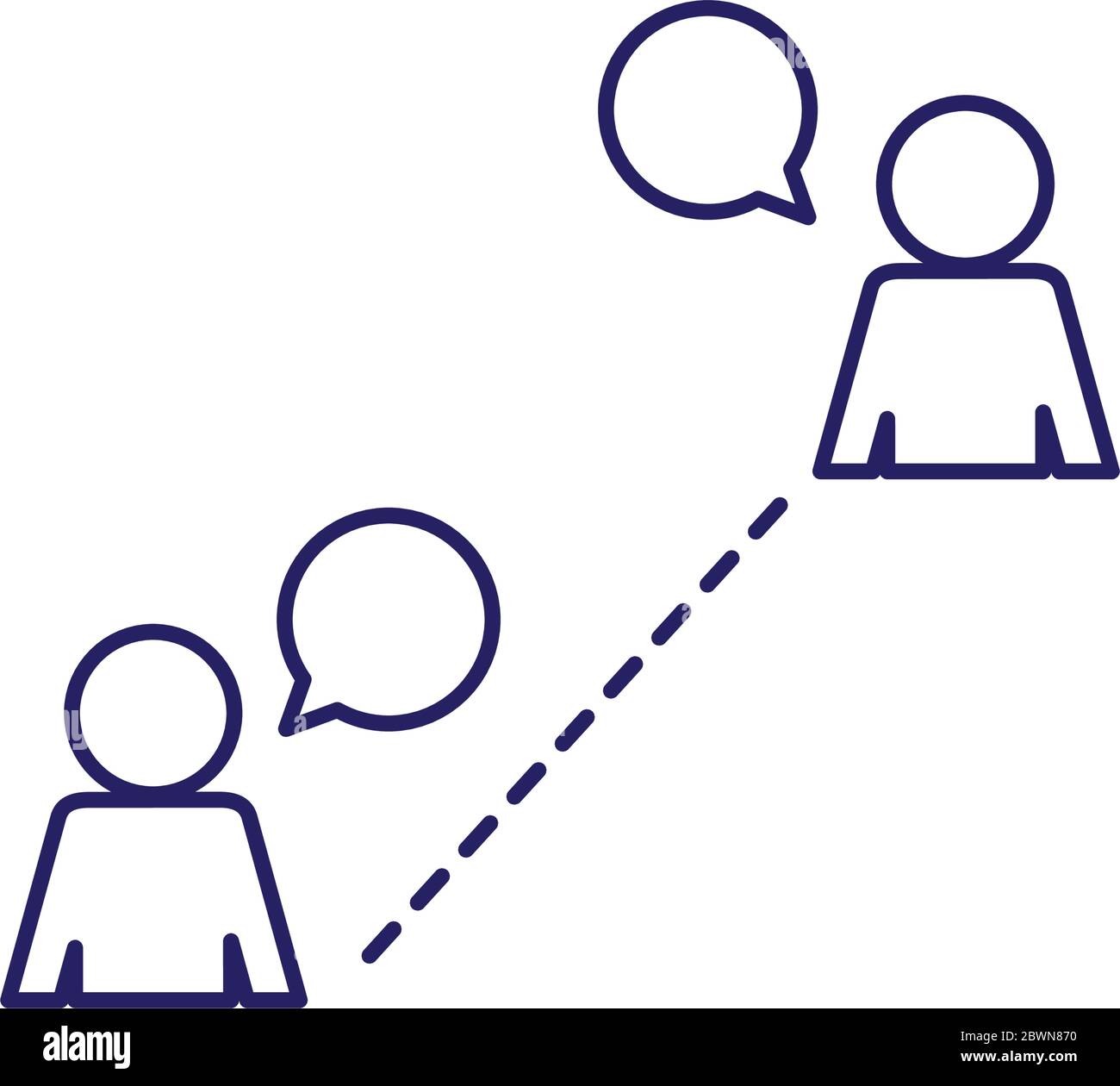 Social distancing between avatars with bubbles line style icon vector ...