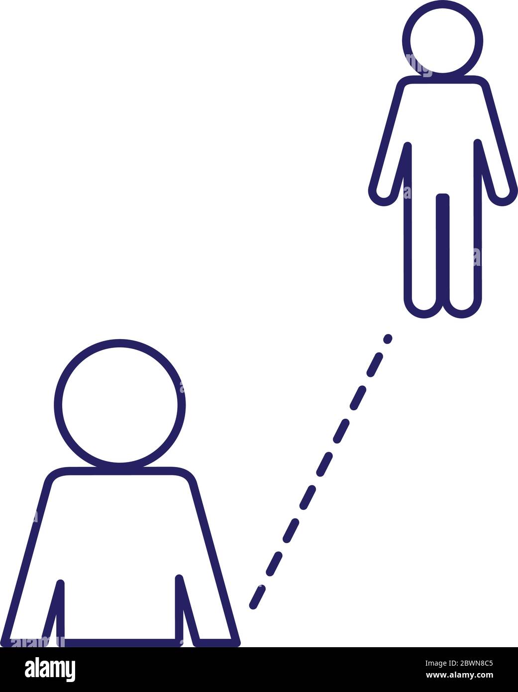 Social distancing between avatars line style icon vector design Stock ...