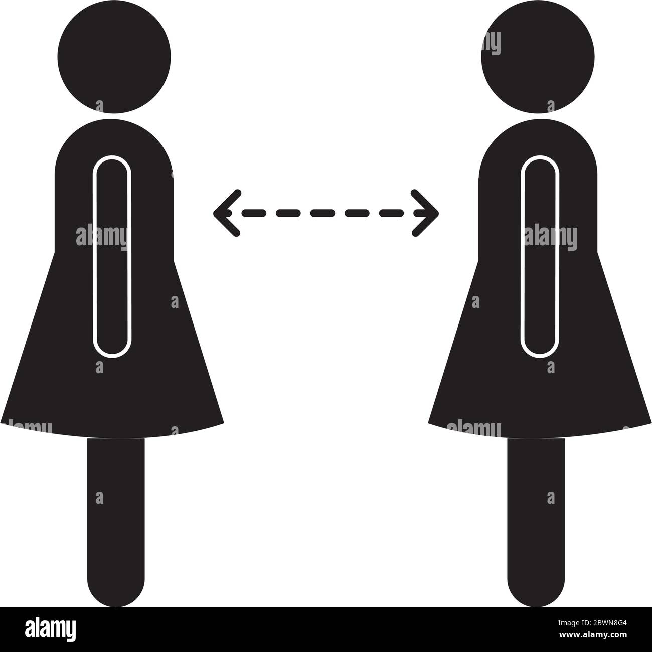 Social distancing between women silhouette style icon vector design ...