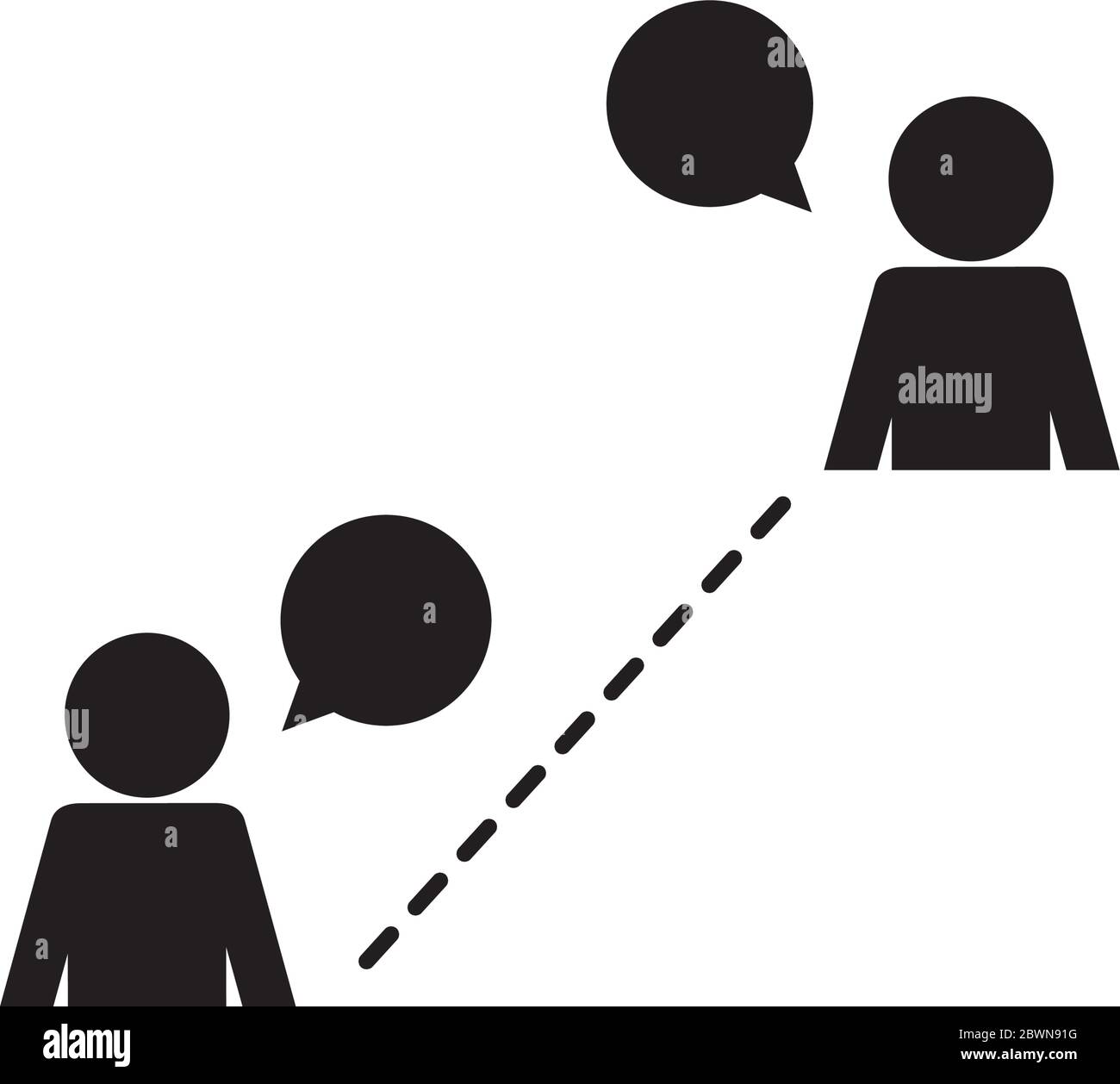Social distancing between avatars with bubbles silhouette style icon ...
