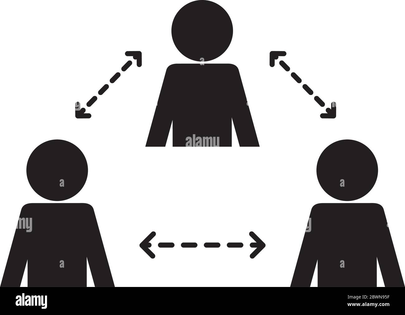 Social distancing between avatars silhouette style icon vector design ...