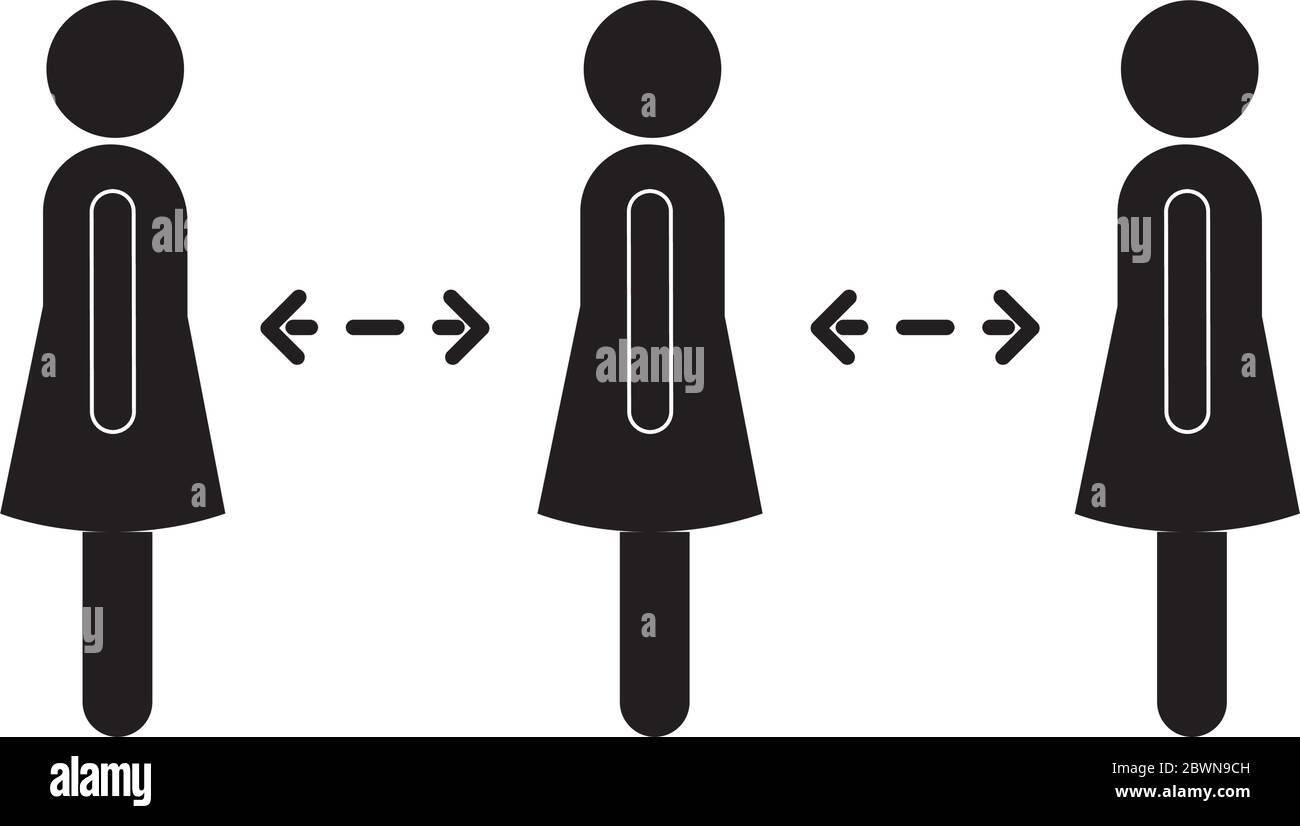 Social distancing between women silhouette style icon vector design ...