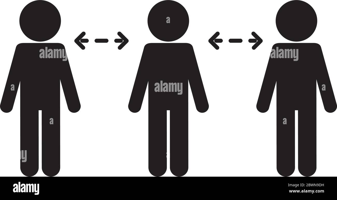 Social distancing between avatars silhouette style icon vector design ...