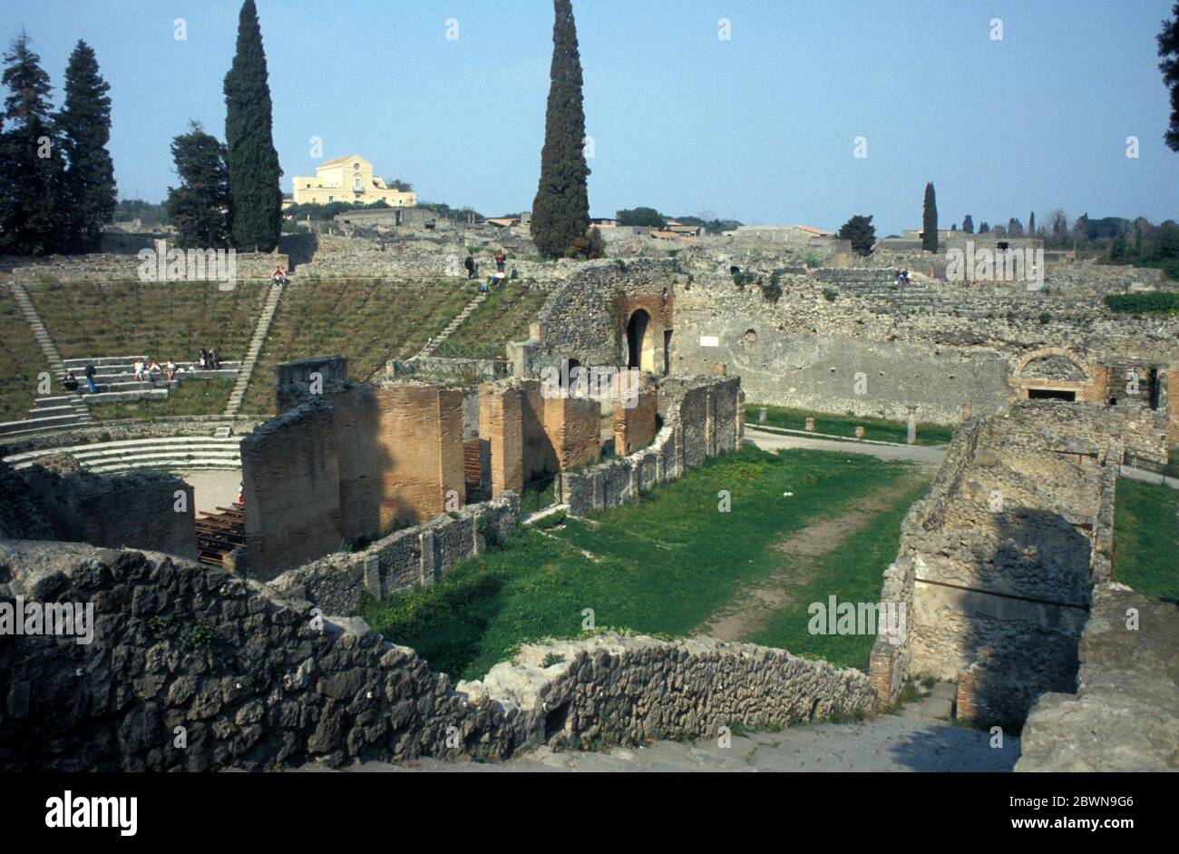 2nd century BC Roman large theatre in Pompeii,Italy Stock Photo