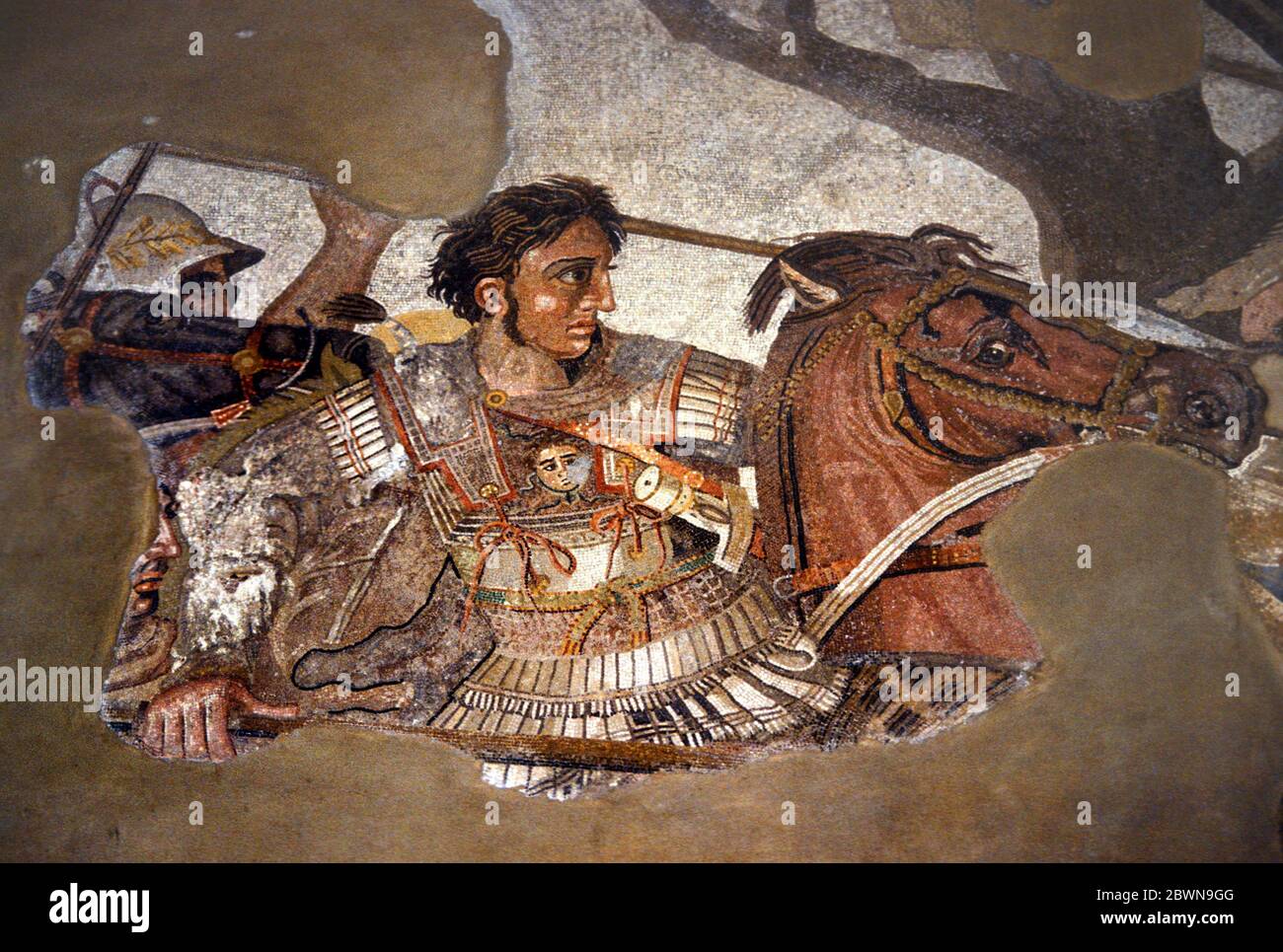 Mosaic of Alexander the Great discovered in the Casa del Fauno in Pompeii,Italy Stock Photo