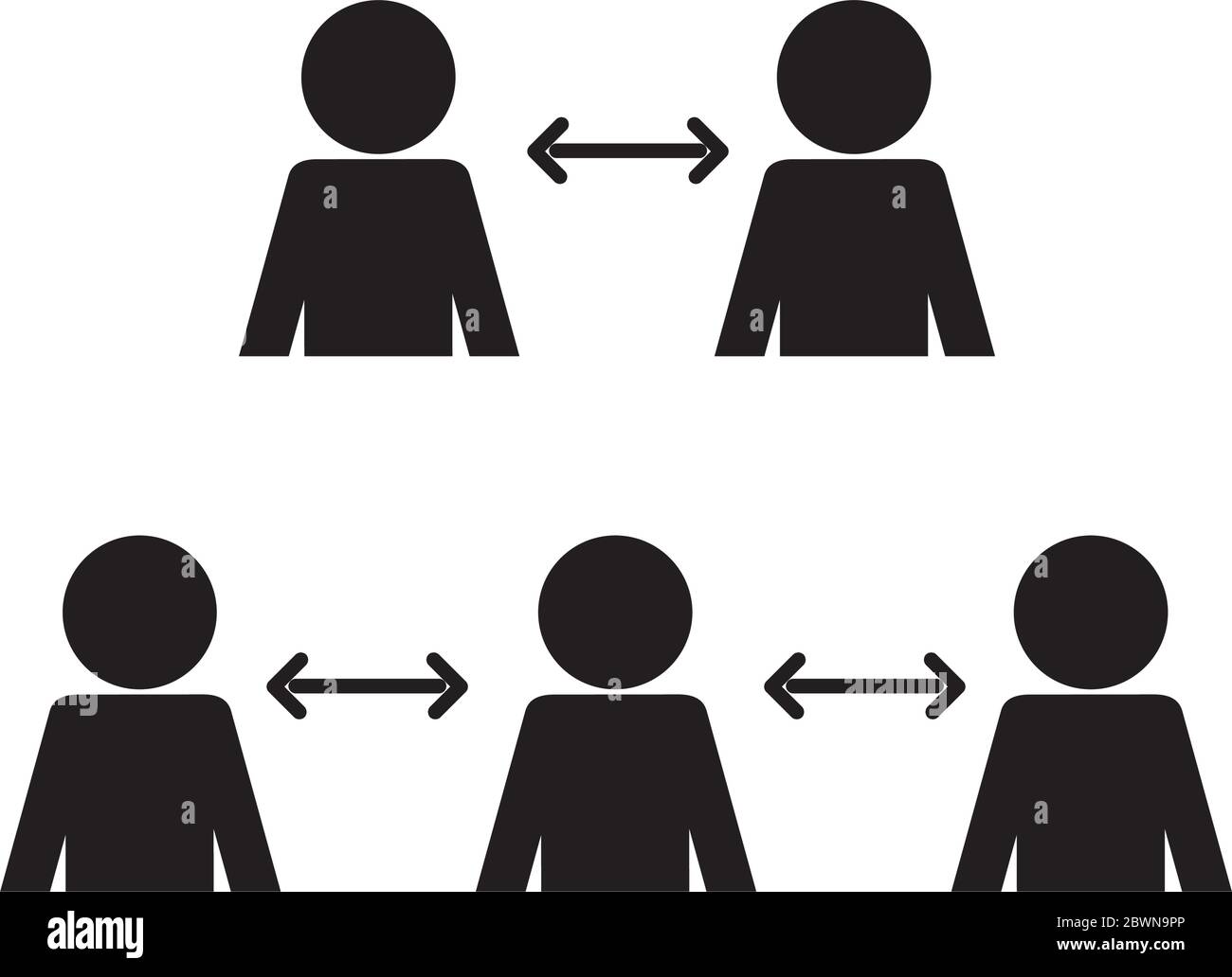Social distancing between avatars silhouette style icon vector design ...