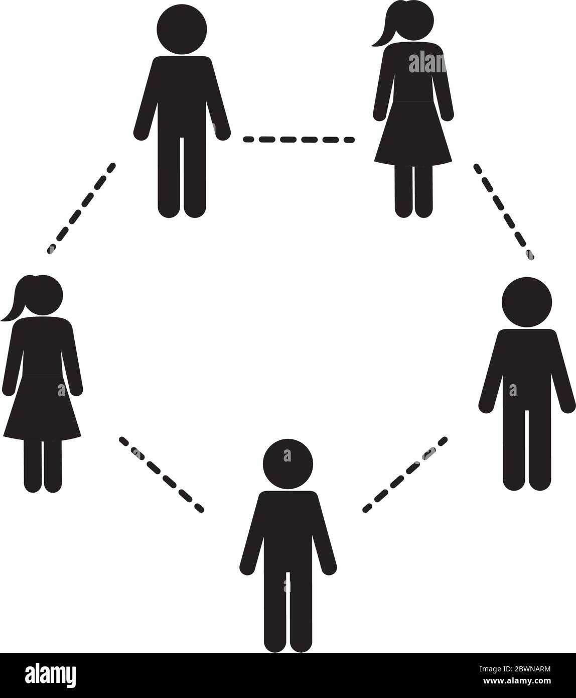 Social distancing between women and men silhouette style icon vector ...