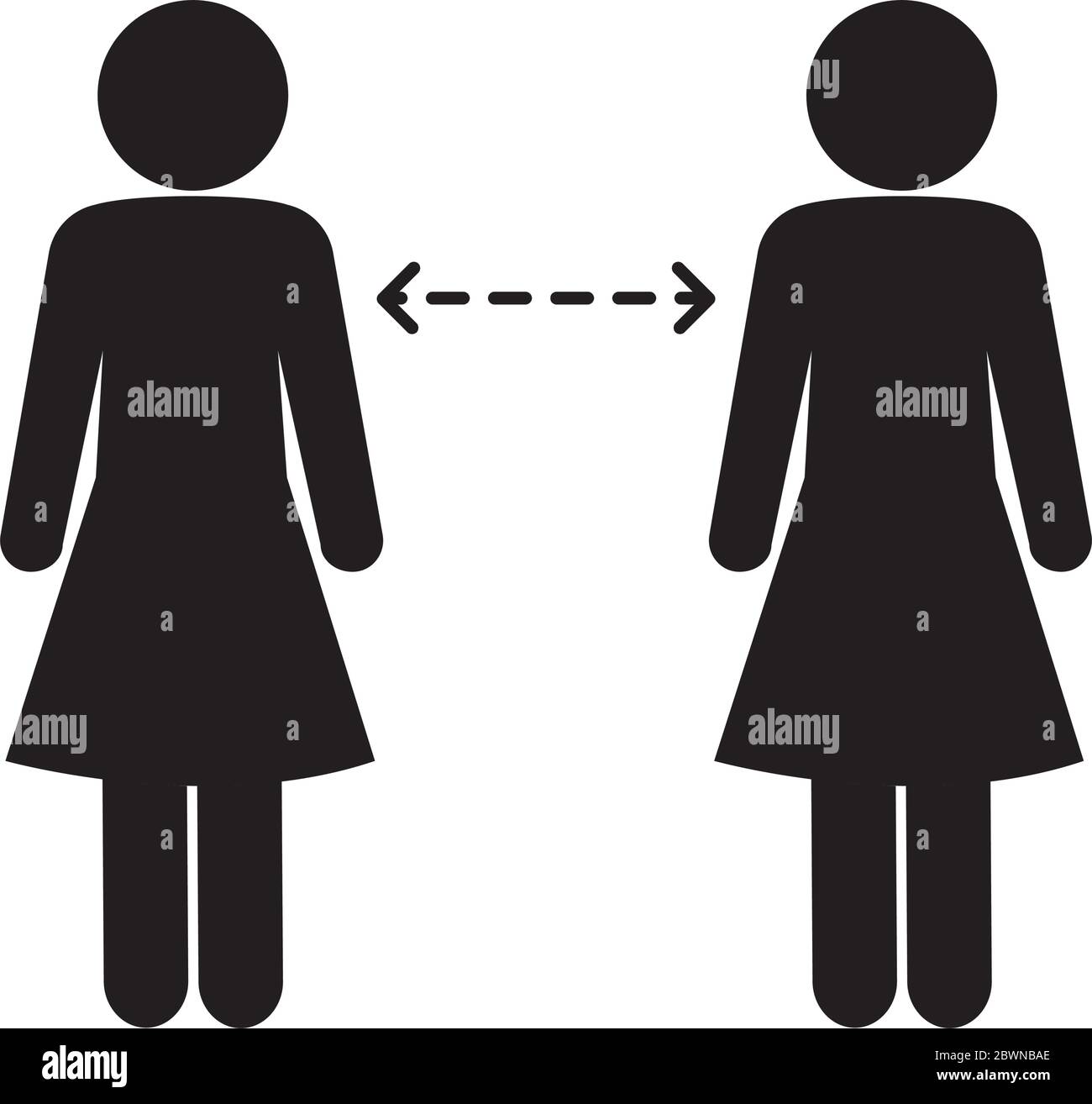 Social distancing between women silhouette style icon vector design ...