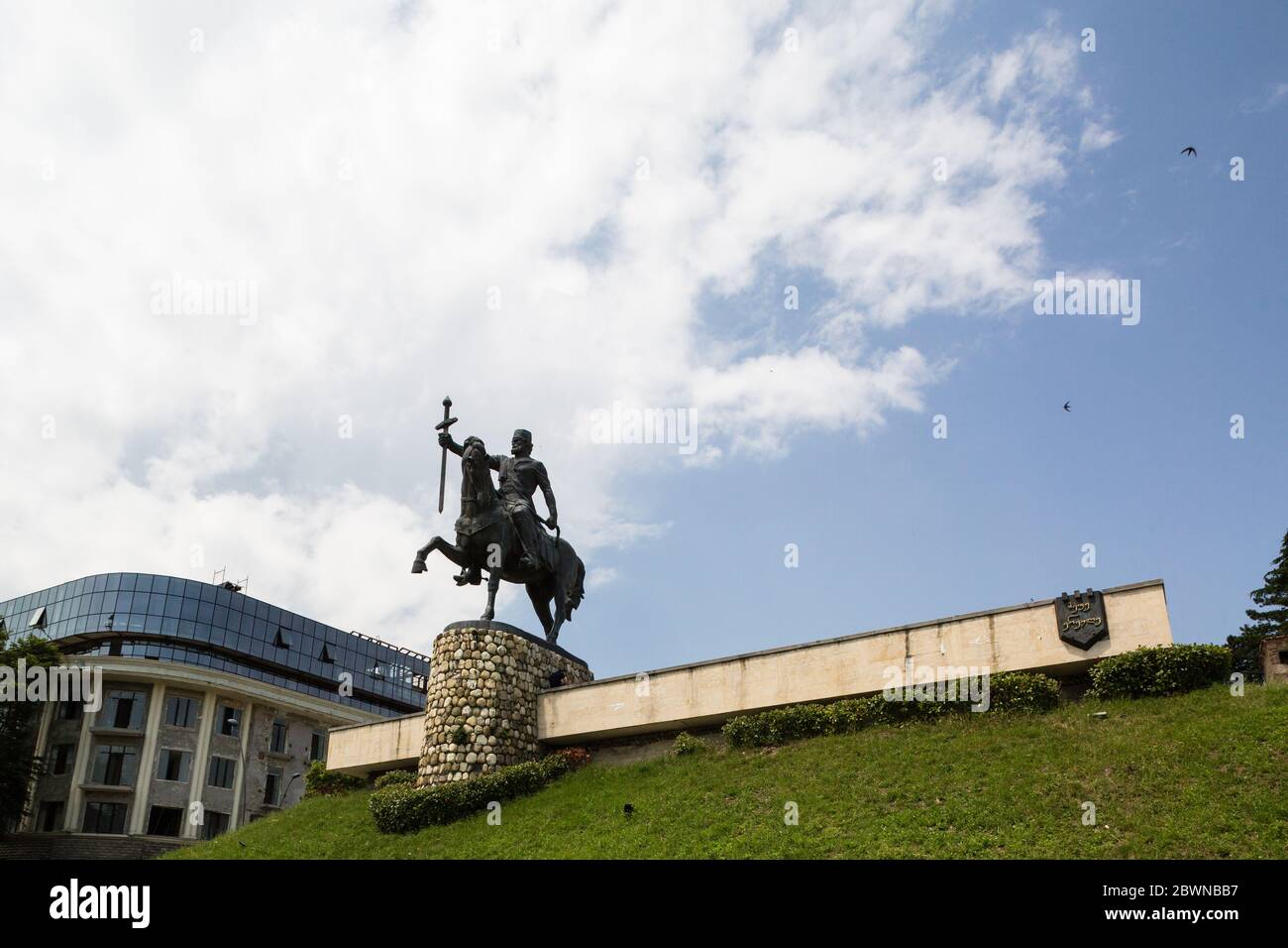Telavi, Georgia - June 16, 2018: view to Monument of King Erekle II in Telavi. Famous Kakheti wine region, Georgia Stock Photo