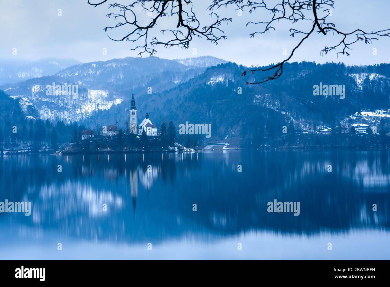 Lake Bled in Slovenia. Island monastery Stock Photo