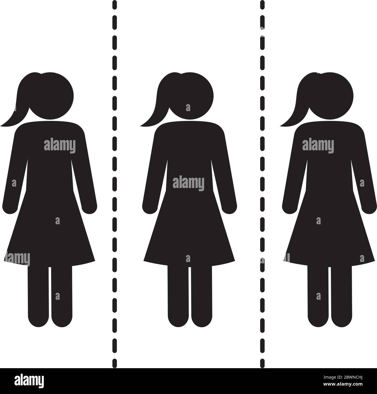 Social distancing between women silhouette style icon vector design ...
