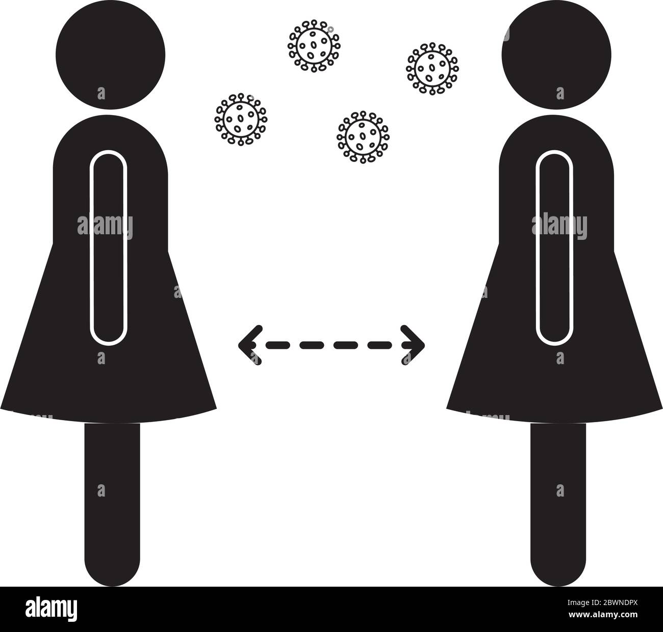 Social distancing between women silhouette style icon vector design ...