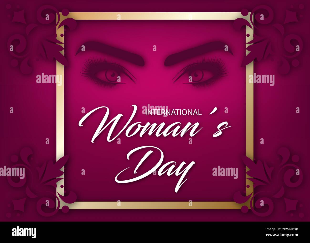 8 March vector banner or greeting card template. Creative background for International Womens Day. Stock Vector