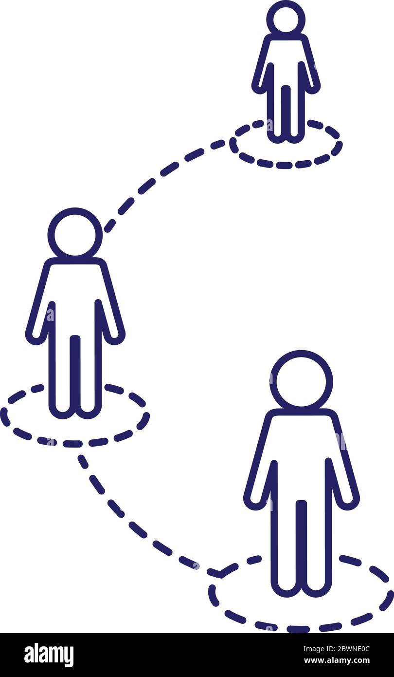Social distancing between avatars line style icon vector design Stock ...