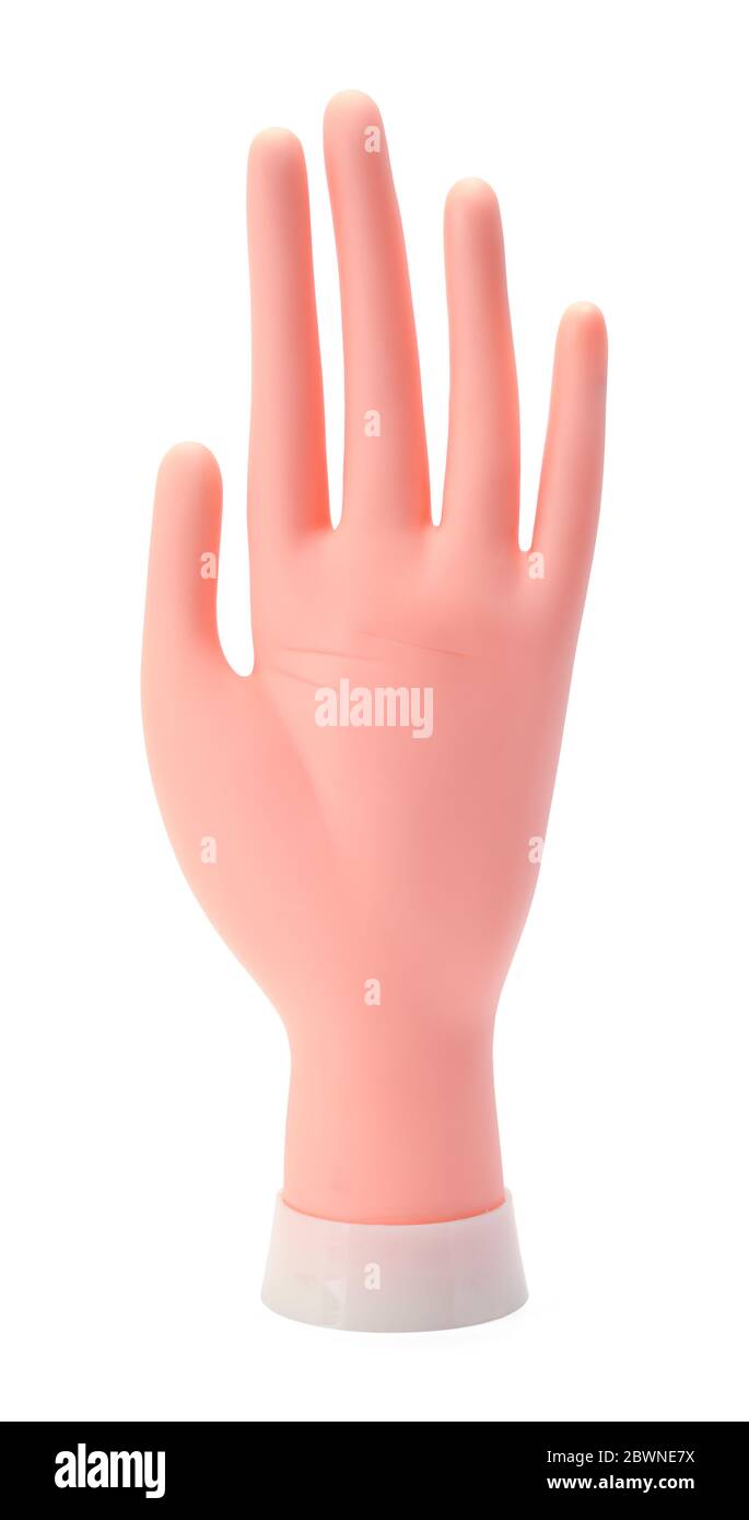 Plastic Mannequin Hand Palm Isolated on White Background. Stock Photo
