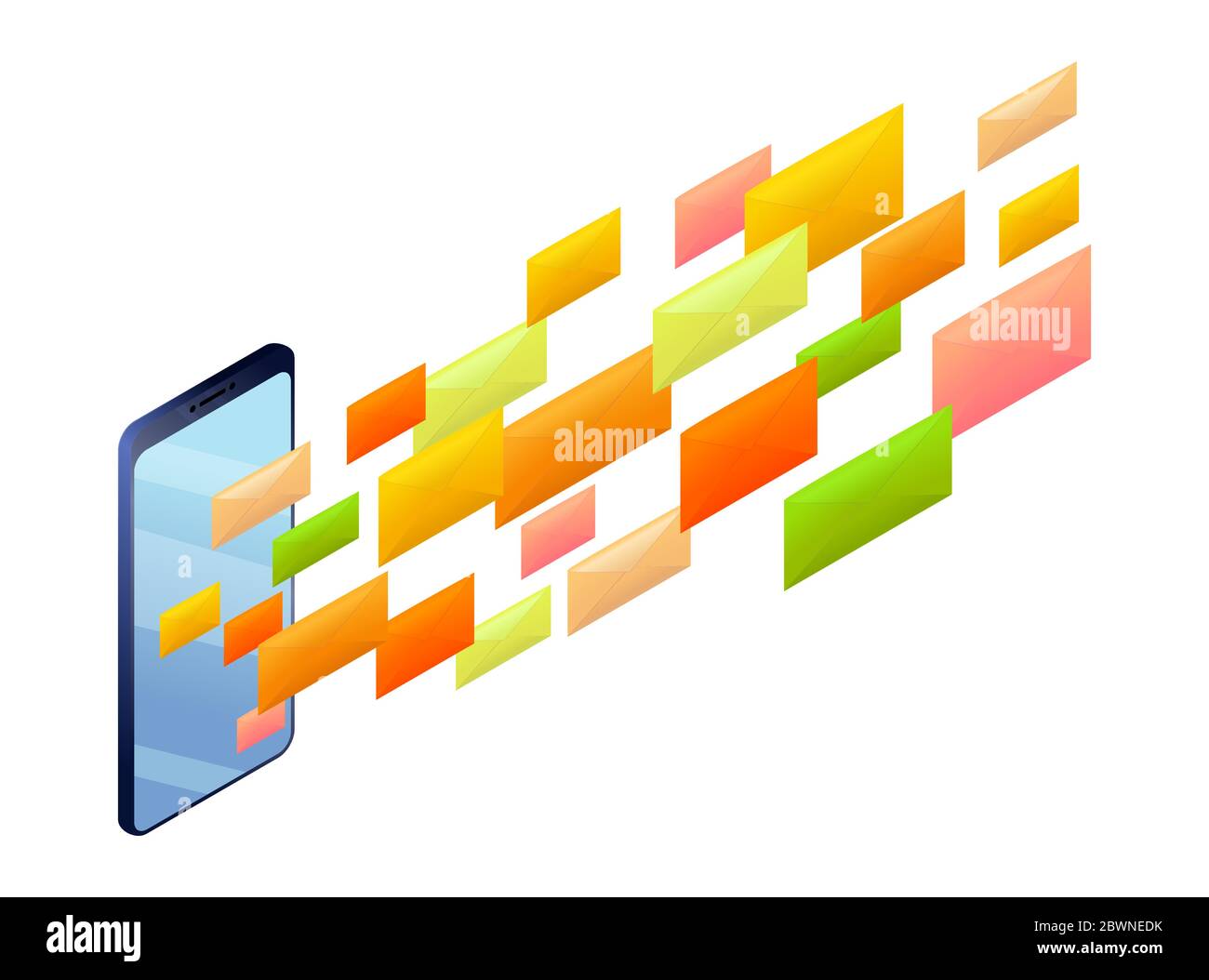 To Many Emails Incoming emails, many incoming sms. concept of spam and oversupply of ...