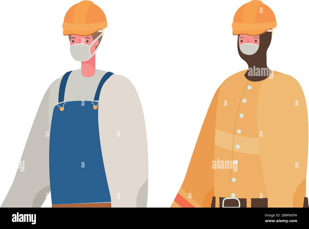 Male constructers with masks vector design Stock Vector Image & Art - Alamy