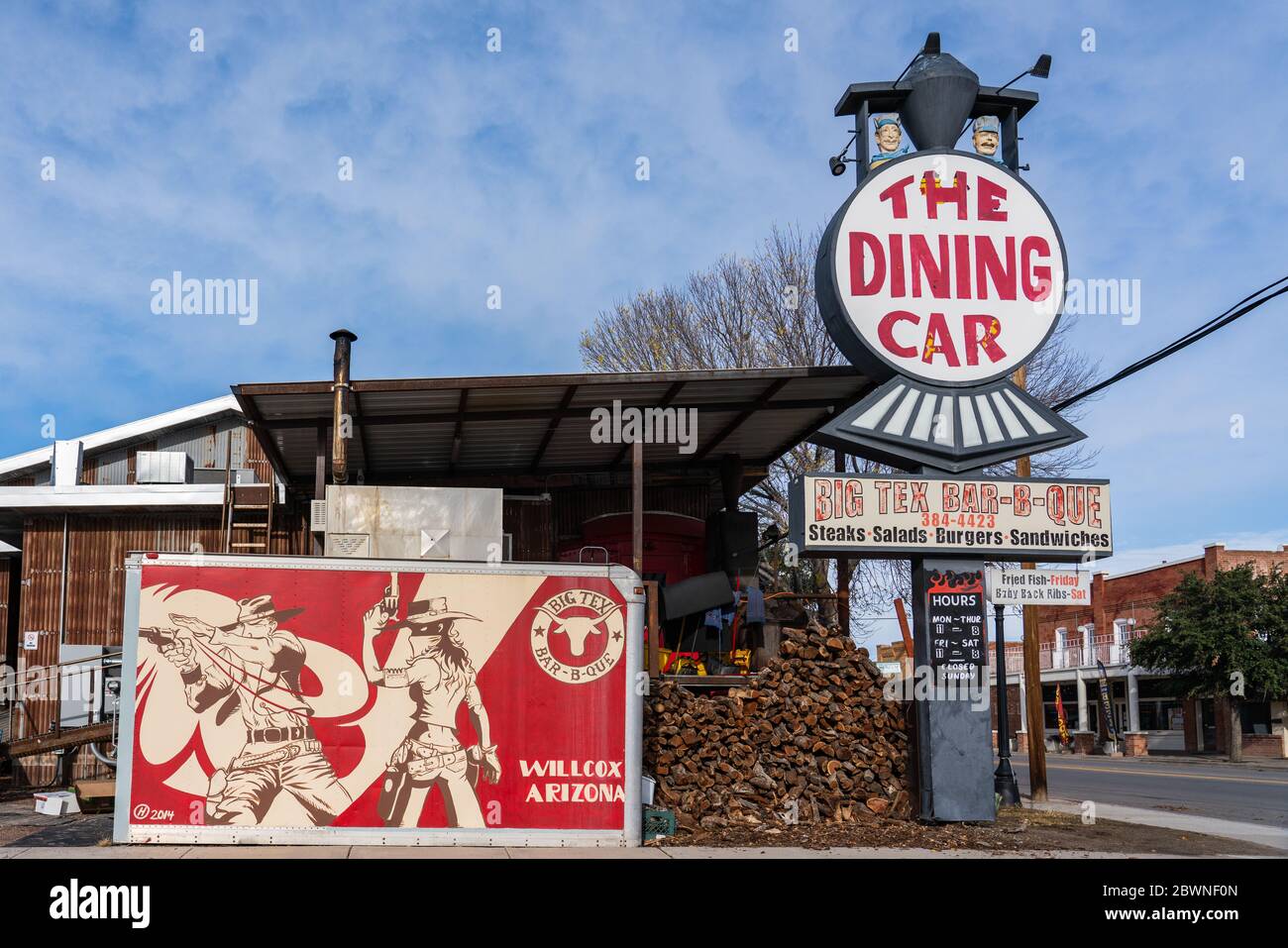 Willcox, AZ - Nov. 24, 2019: Big Tex Bar-B-Que on E Maley Street is open for lunch and dinner. Stock Photo