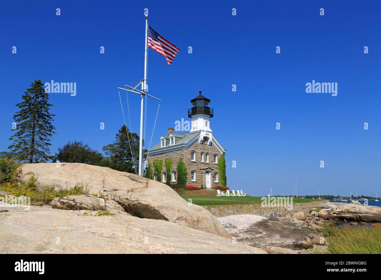Point Lighthouse, Noank Village, Groton, Connecticut, USA Stock
