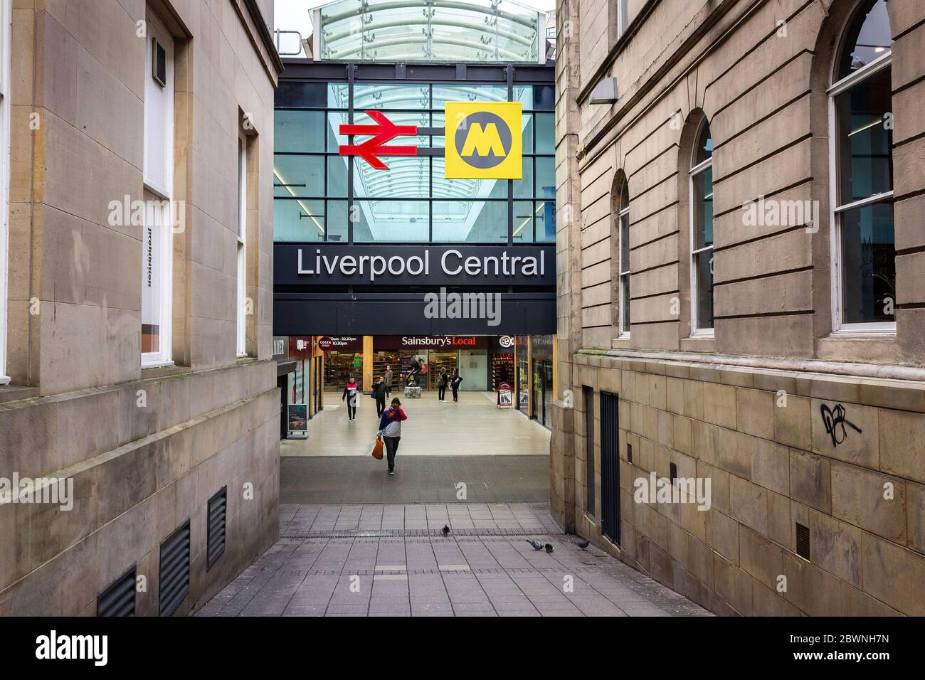 Liverpool Central underground railway station entrance, off Bold street, Liverpool. Stock Photo