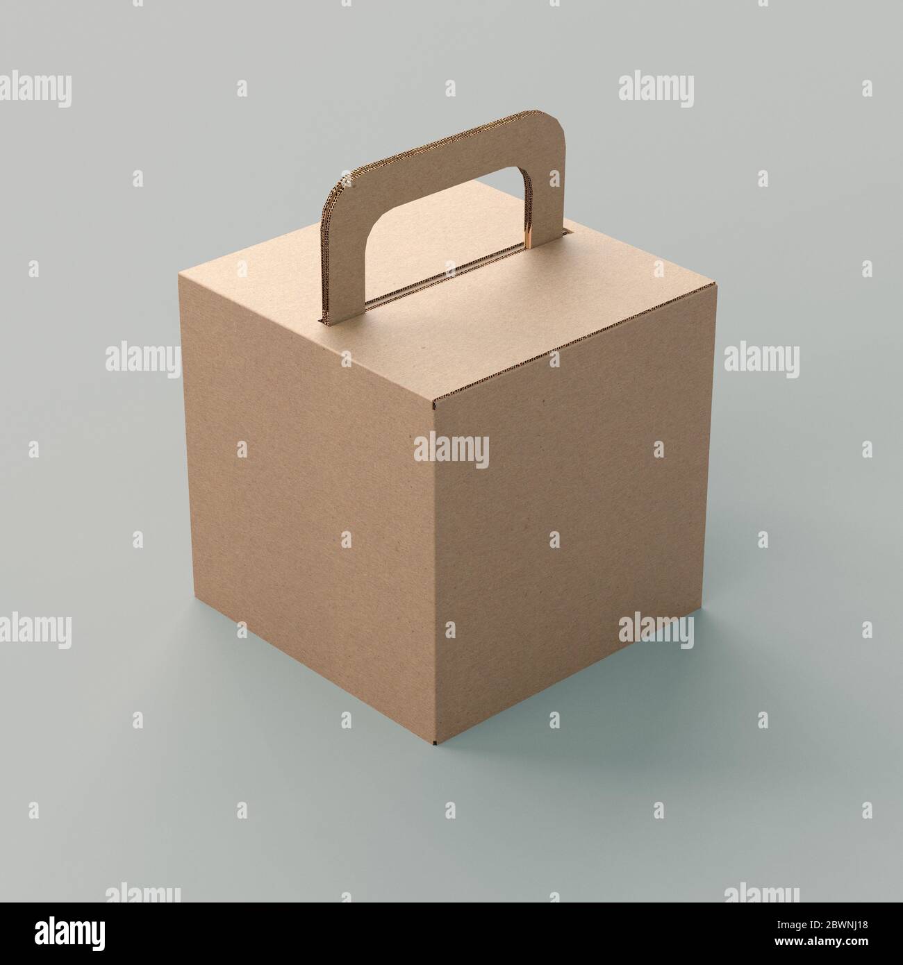 Kraft box Mockup with Handle Stock Photo
