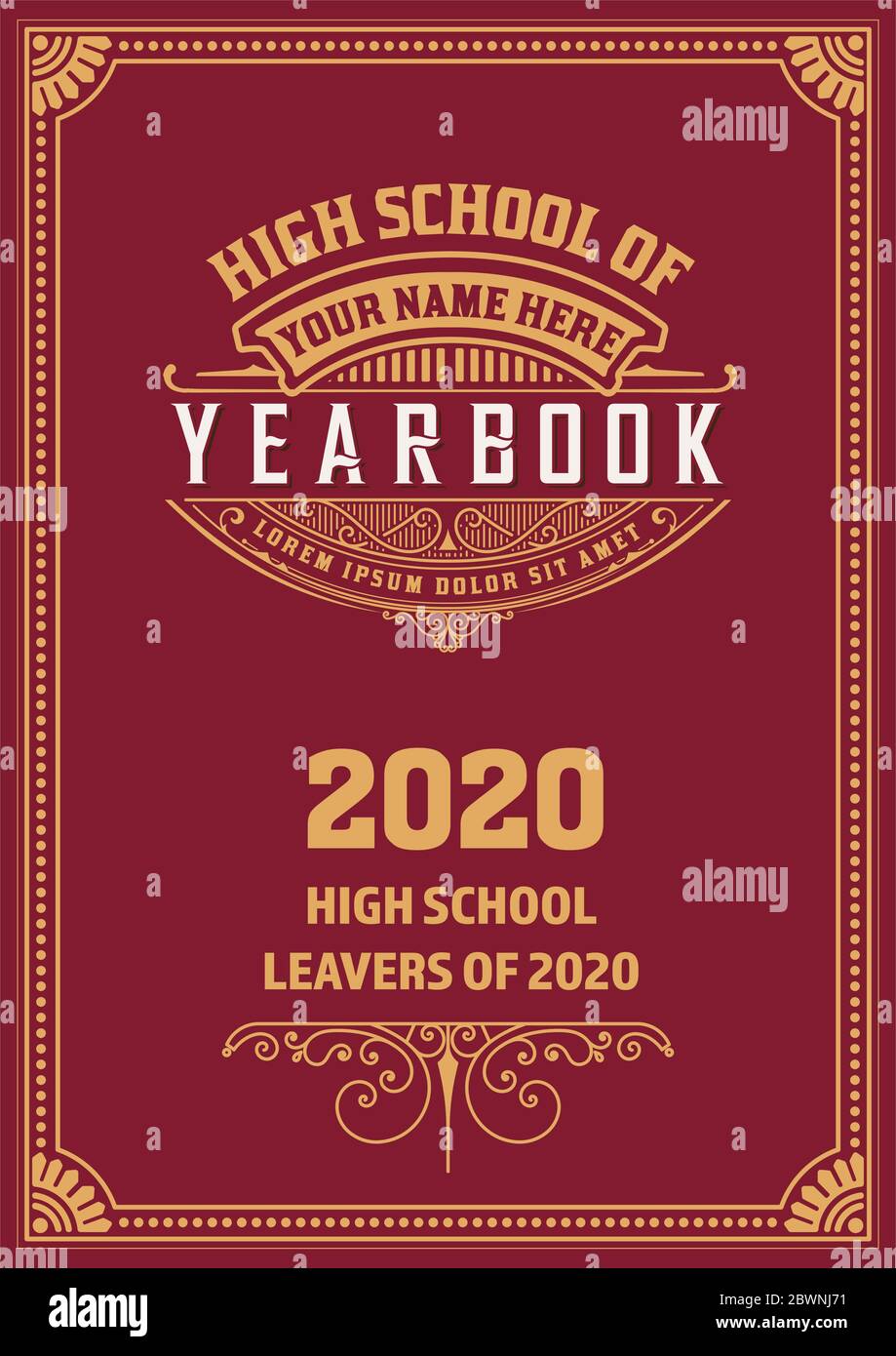 Vintage School Yearbook Cover. Vector Layered Stock Vector Image & Art