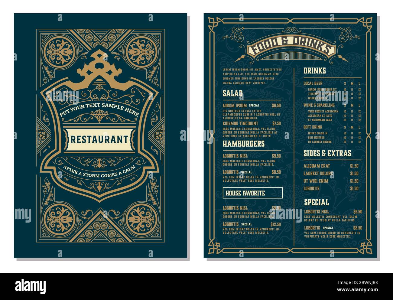 Vintage template for restaurant menu design. Vector layered Stock ...