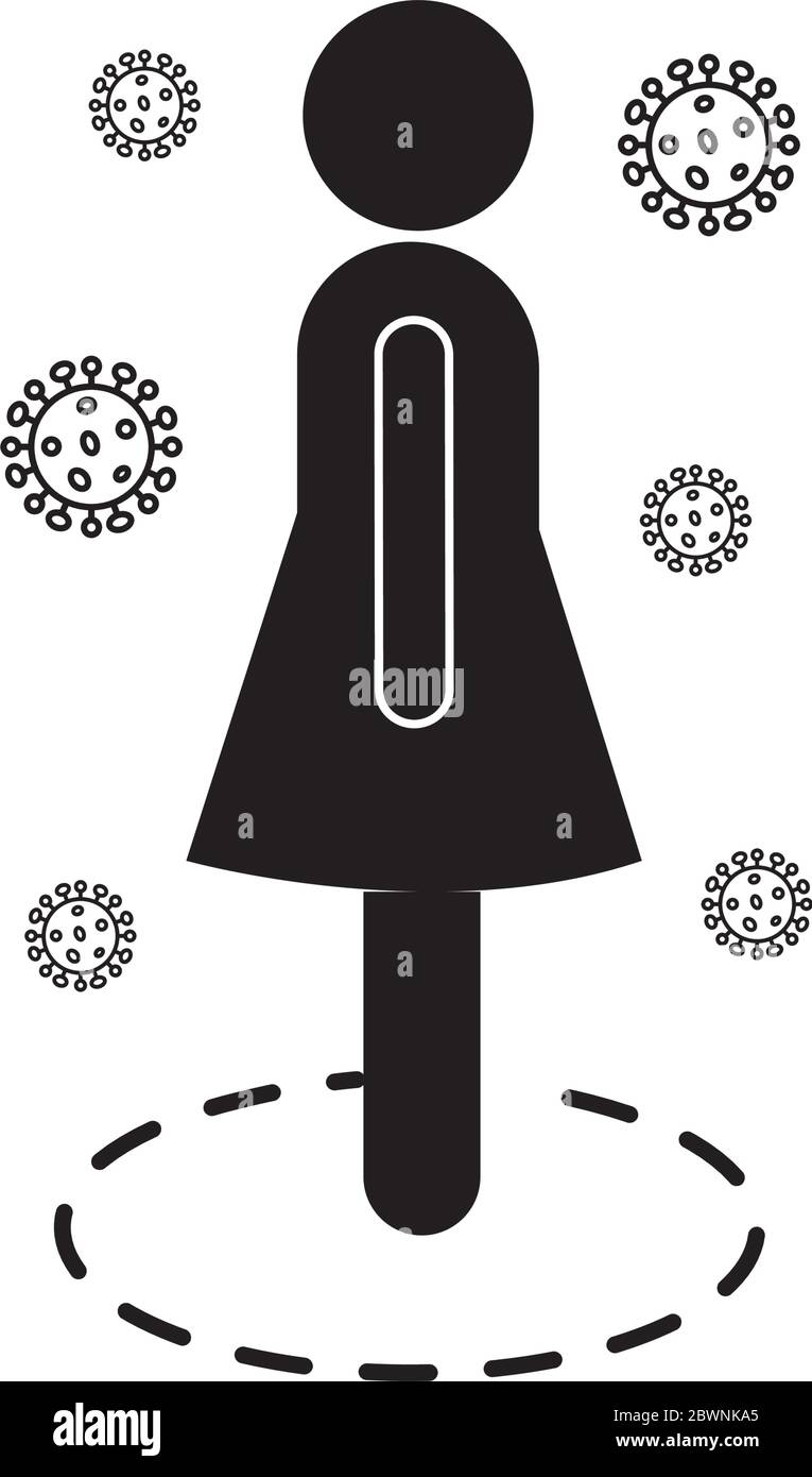 Woman social distancing silhouette style icon vector design Stock ...