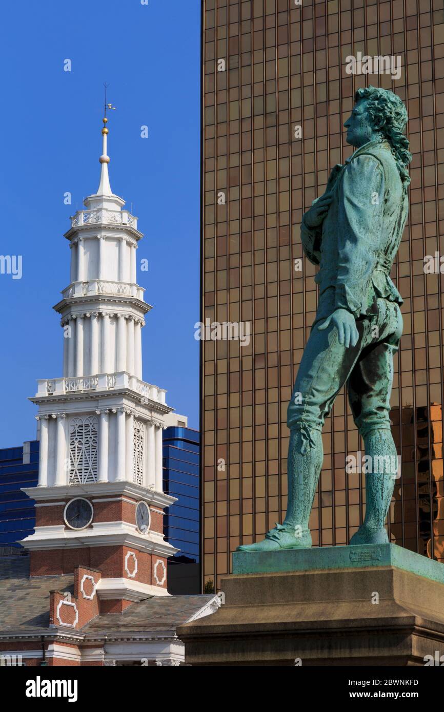 Nathan Hale statue & First Church of Christ, Main Street, Hartford