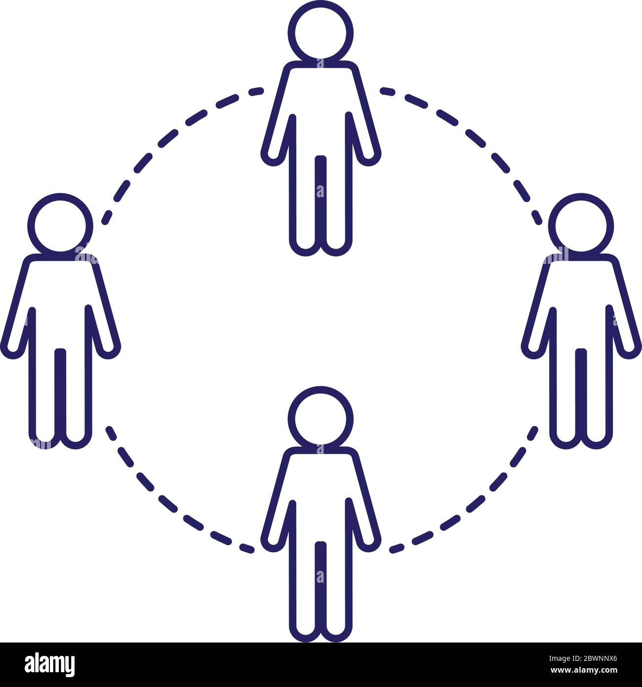 Social distancing between avatars line style icon vector design Stock ...