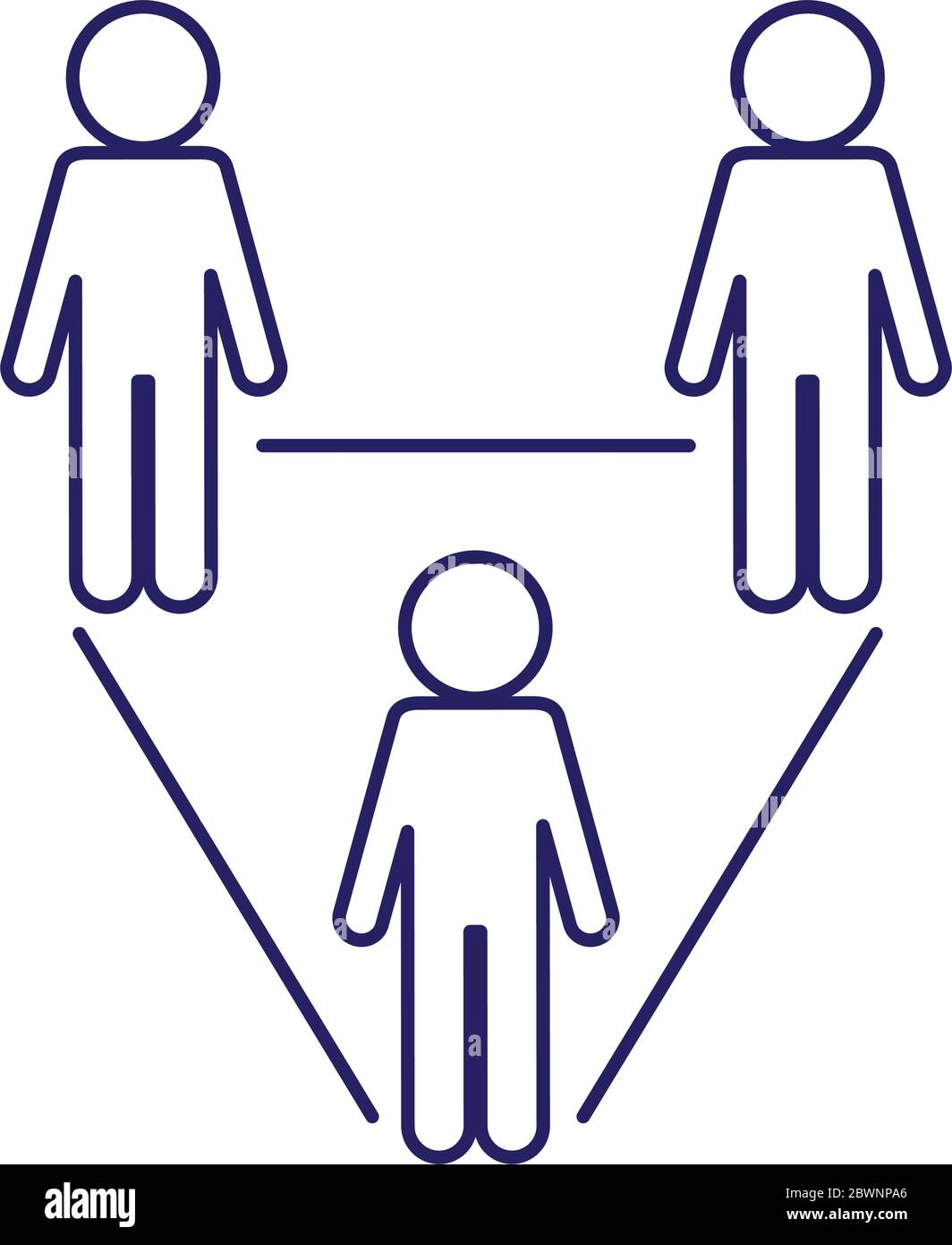 Social distancing between avatars line style icon vector design Stock ...