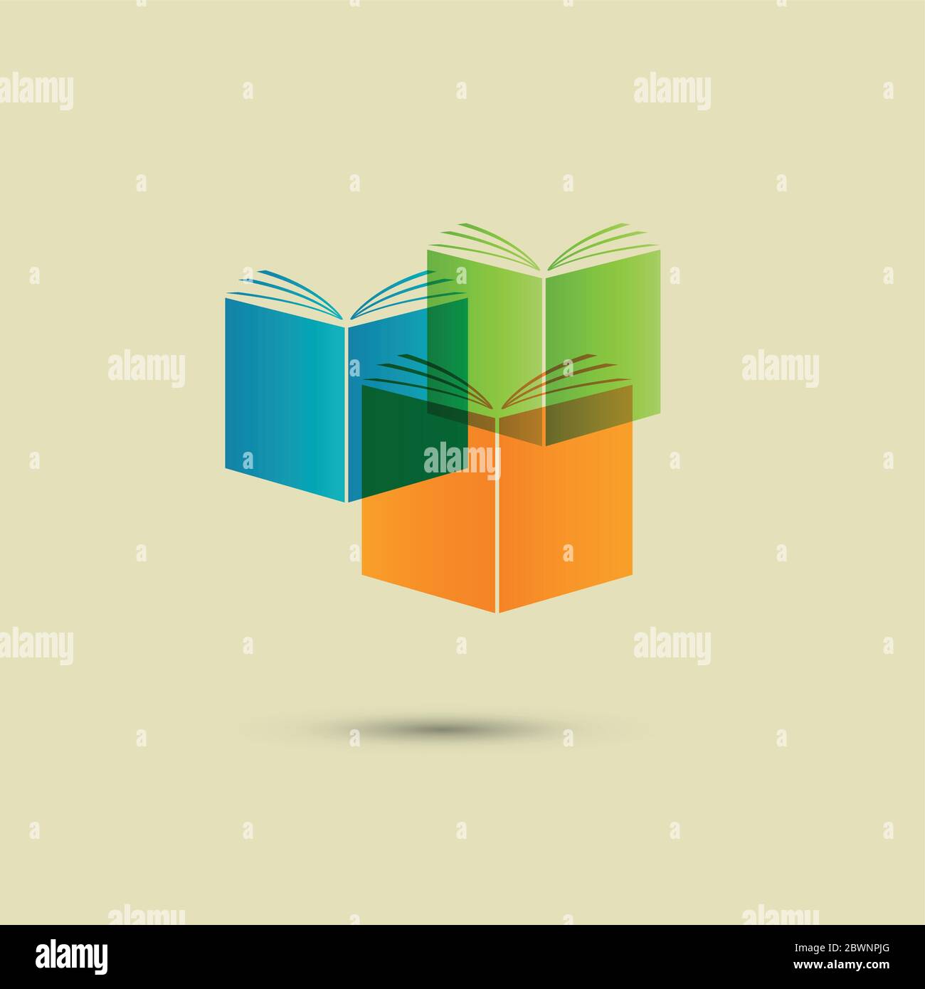 Stack three books white isolated Stock Vector