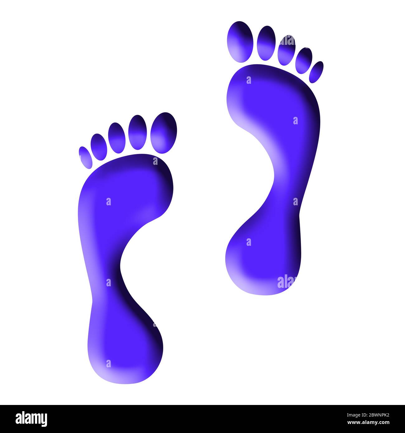 Blue footprints against white background, illustration Stock Photo - Alamy