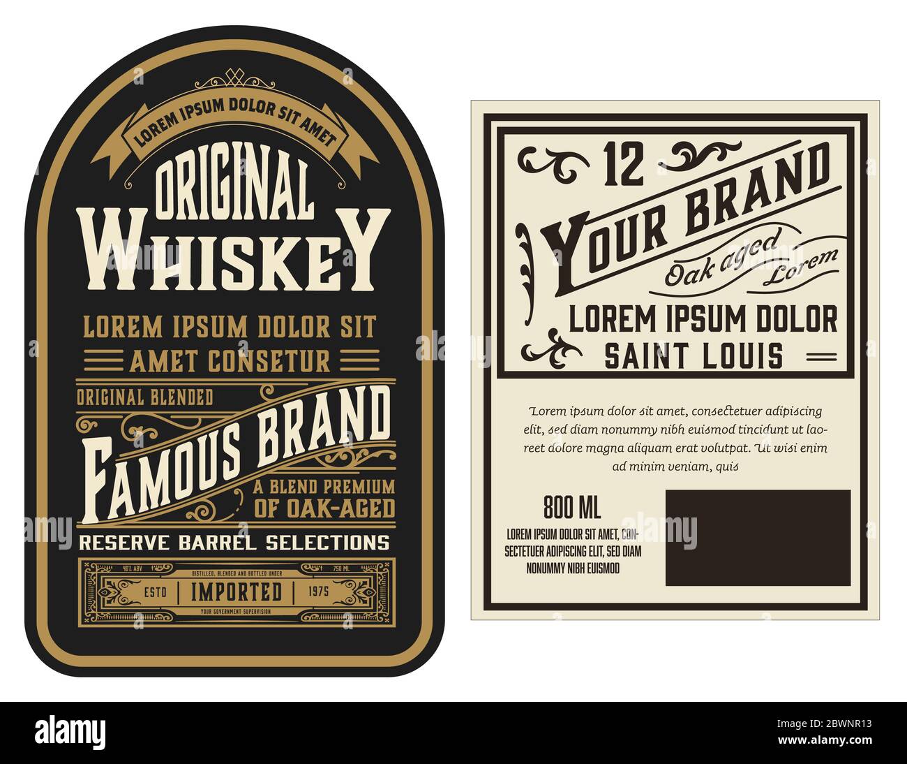 Full Liquor Label Design with Front and Back Sides. Layered Stock Photo -  Alamy