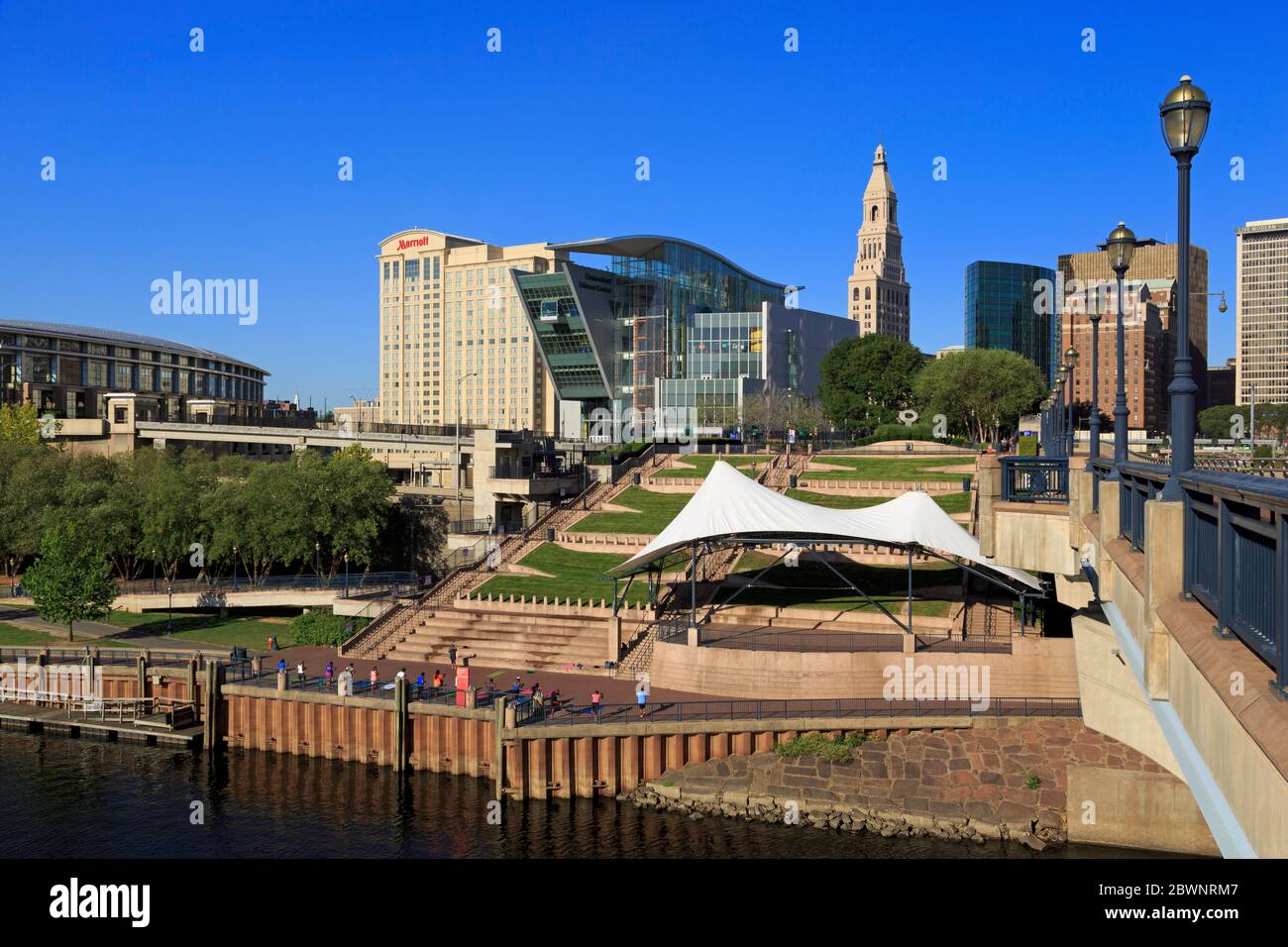 Hartford skyline & Connecticut River, Connecticut, USA Stock Photo