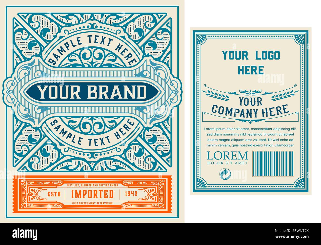 Vintage Gin label. Vector layered Stock Vector