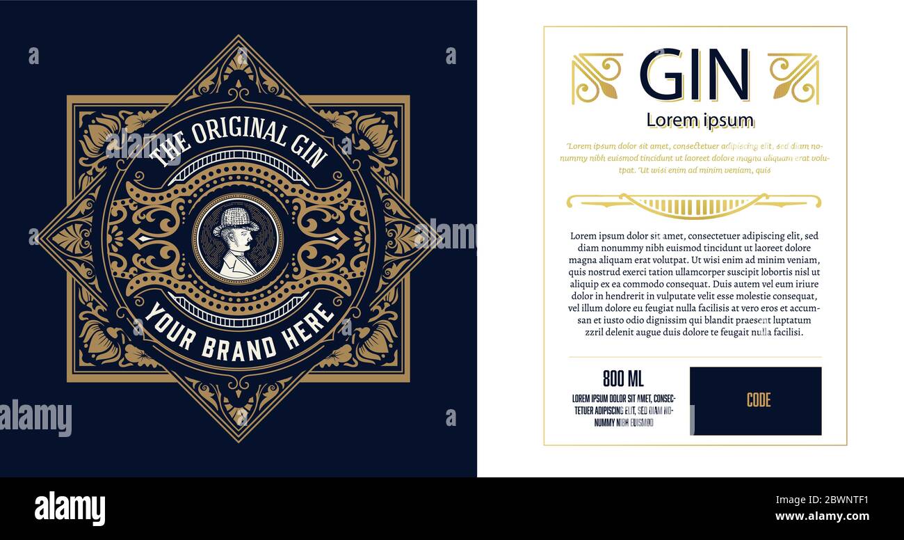 Vintage Gin label. Vector layered Stock Vector Image & Art - Alamy
