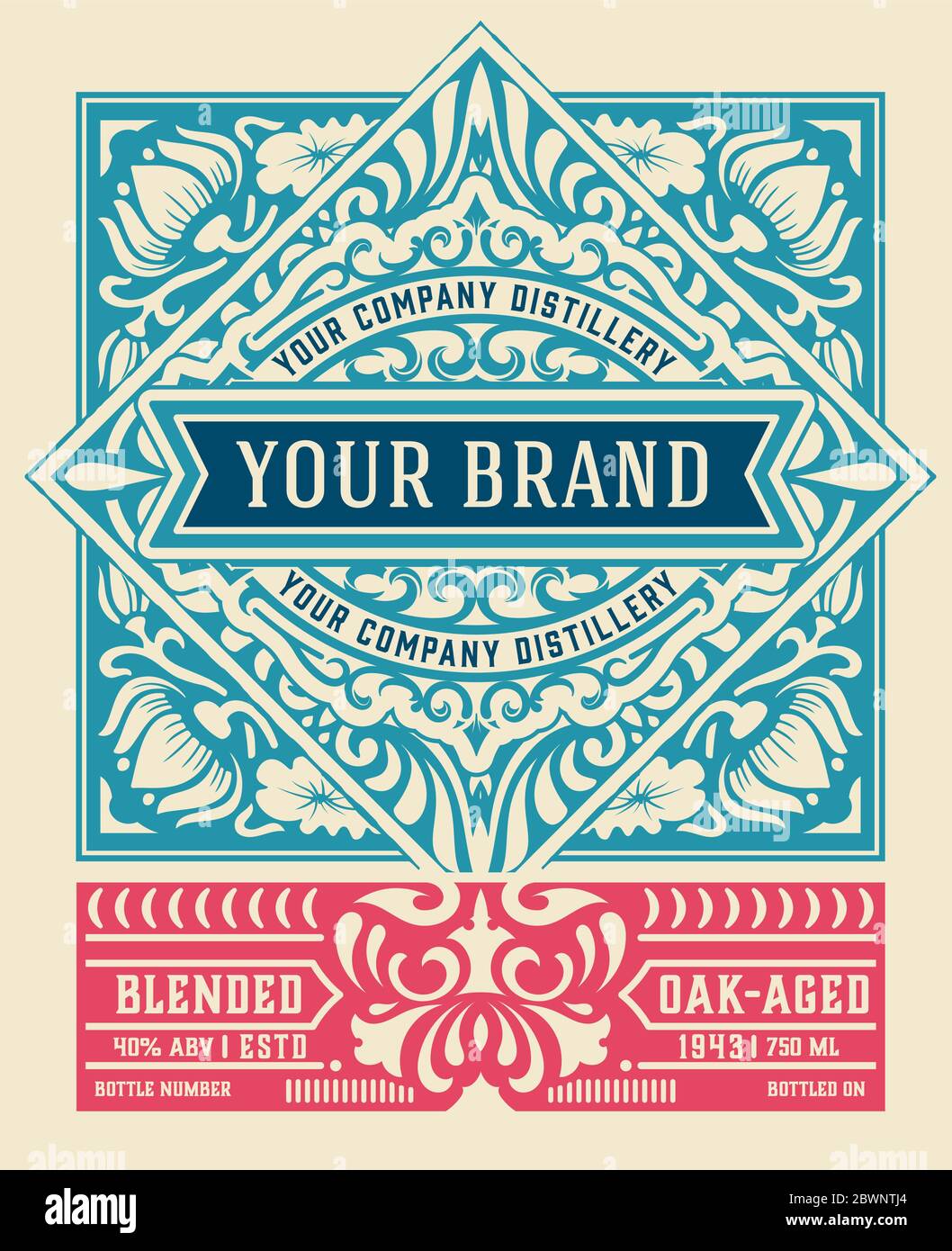 Vintage Gin label. Vector layered Stock Vector