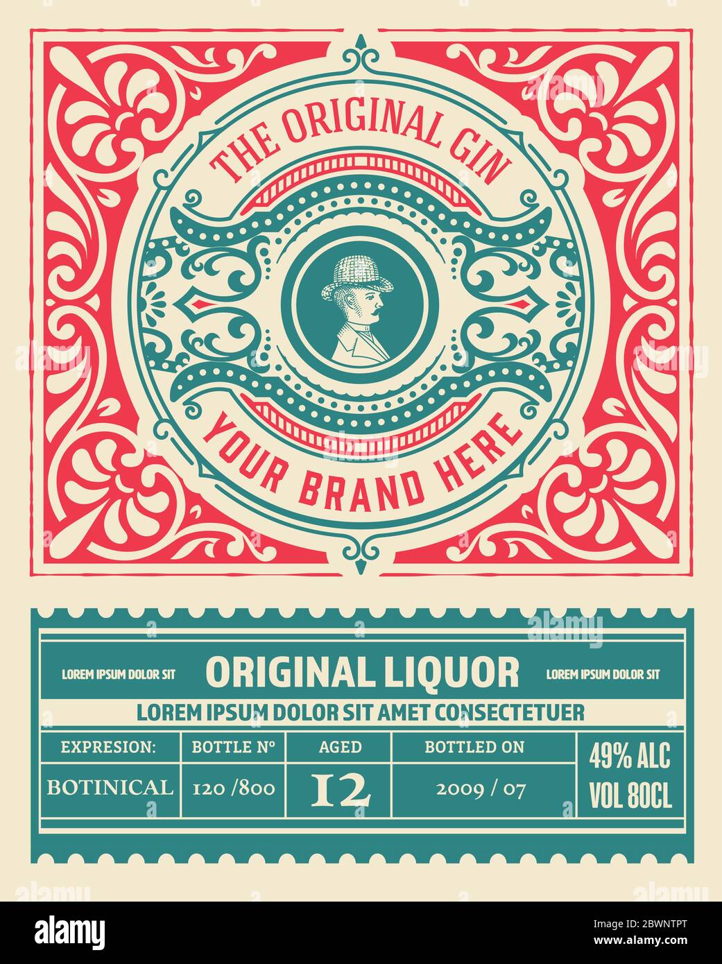 Vintage Gin label. Vector layered Stock Vector Image & Art - Alamy