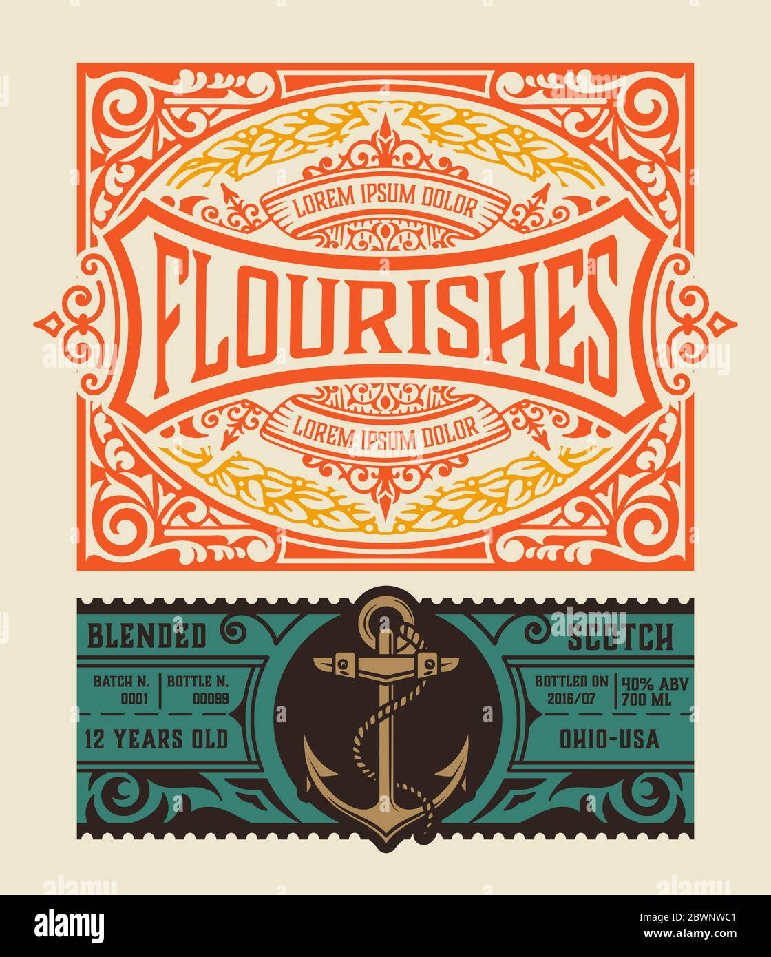 Vintage Gin label. Vector layered Stock Vector