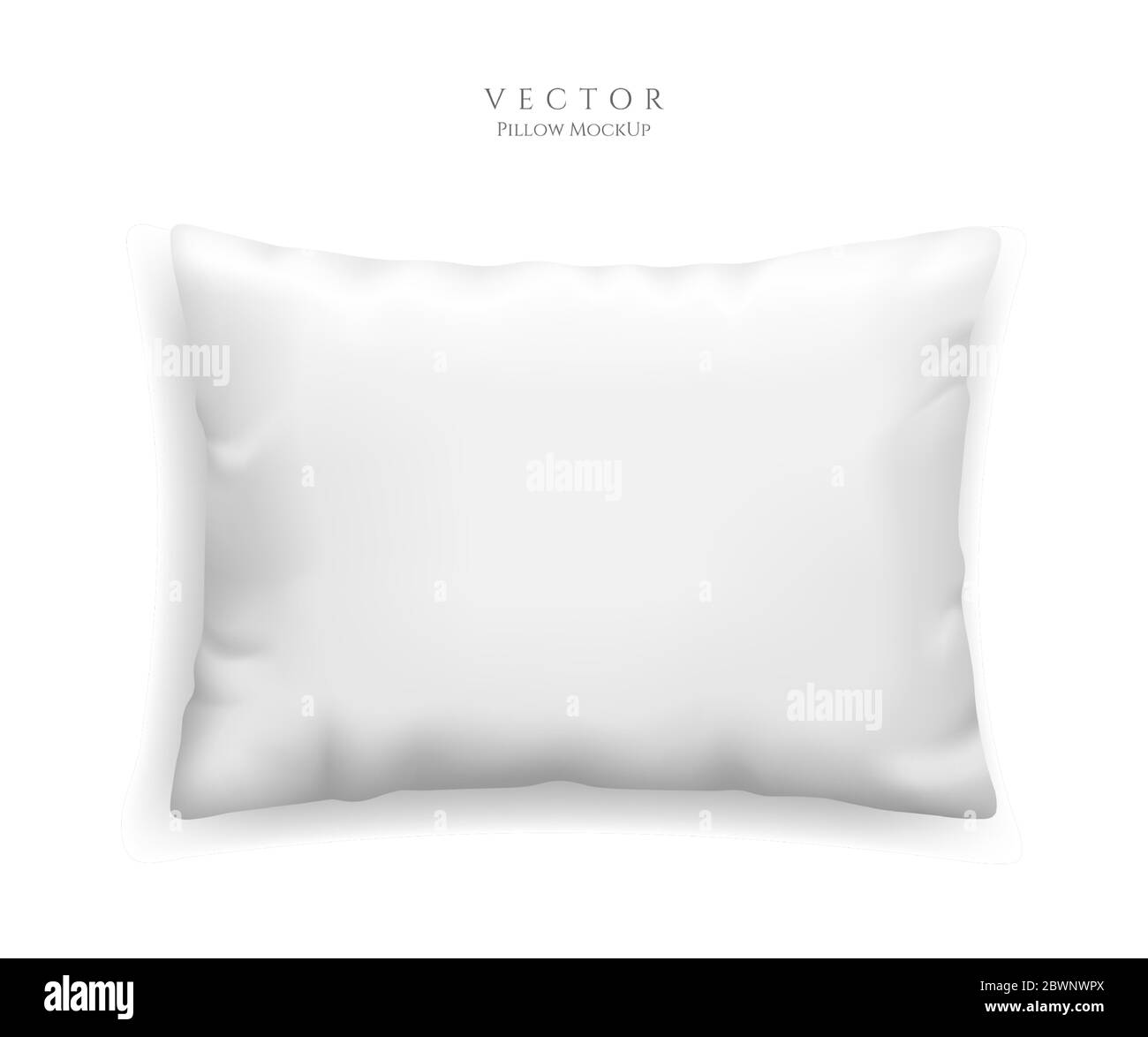 Clean white pillow mockup isolated on white background, vector illustration in realistic style. rectangular cushion for relaxation and sleep template. Stock Vector