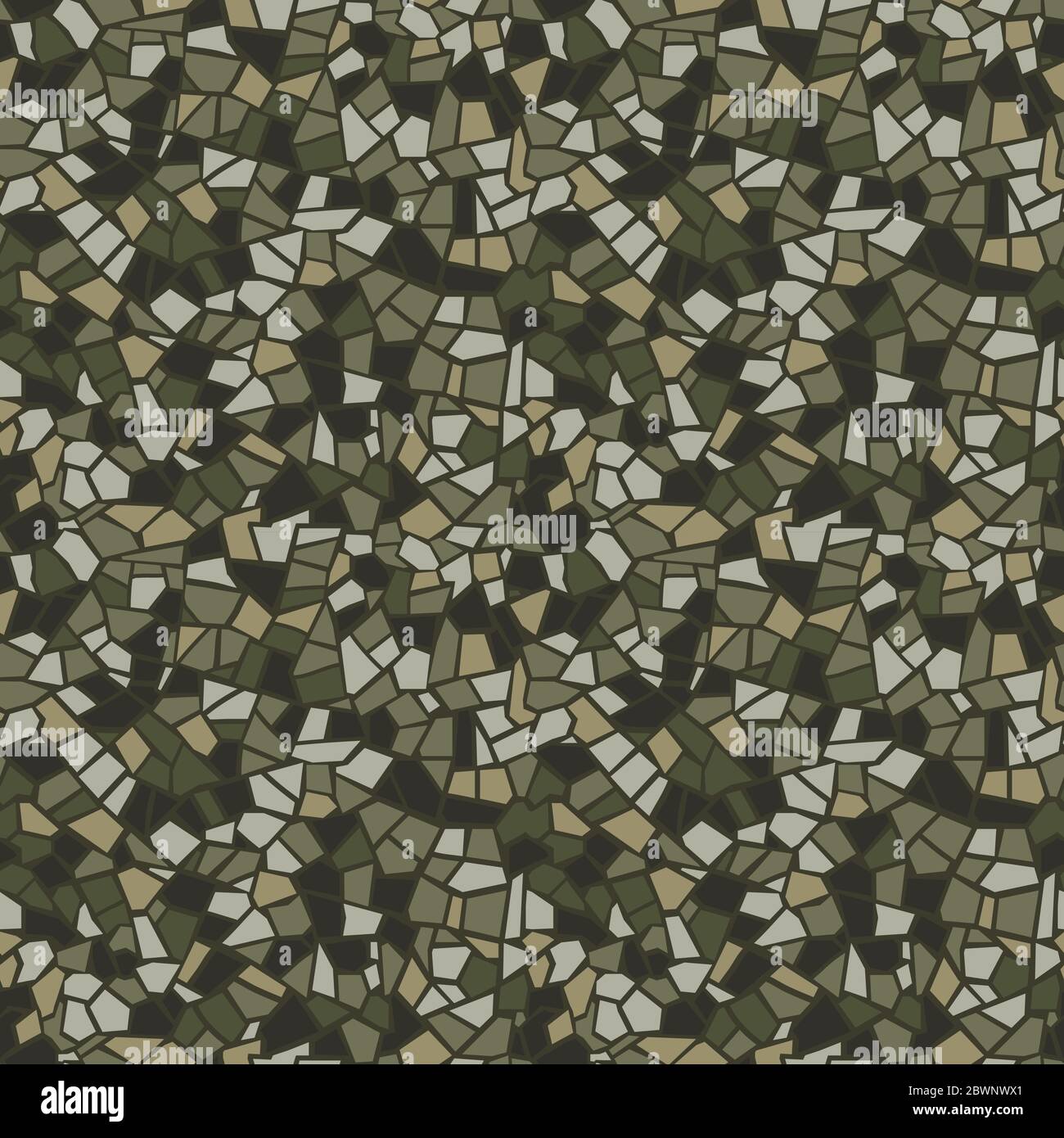 MILITARY MOSAIC TILE SEAMLESS PATTERN. Abstract vector pattern. Army color mosaic. Stock Vector
