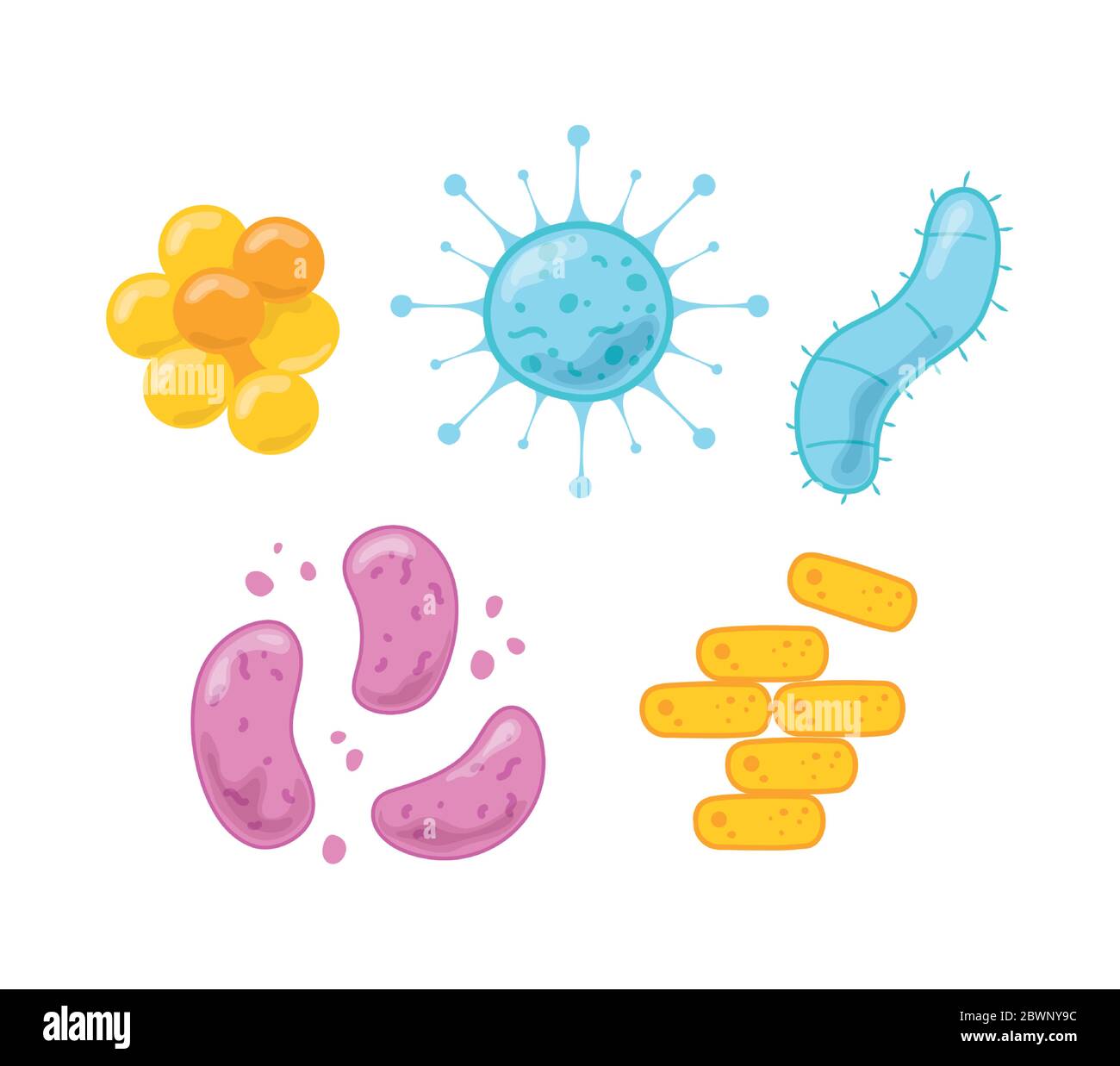 bacteria and virus cells molecule science disease set vector ...